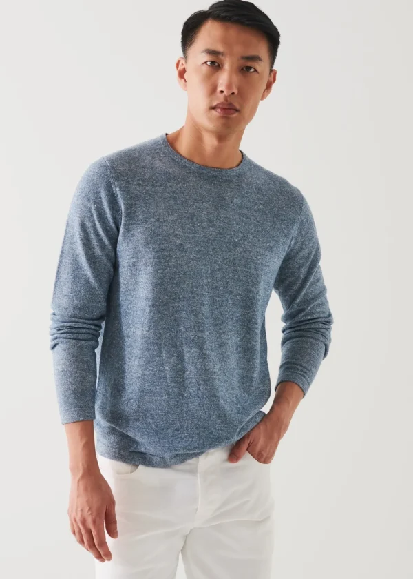 PATRICK ASSARAF Linen Blend Crewneck Sweater | Men Knitwear