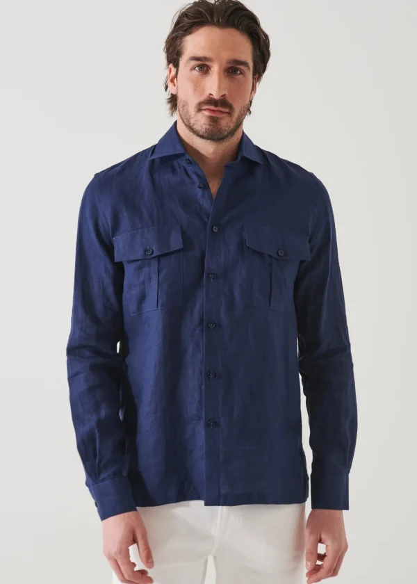 PATRICK ASSARAF Linen Chambray Over Shirt | Men Shirts