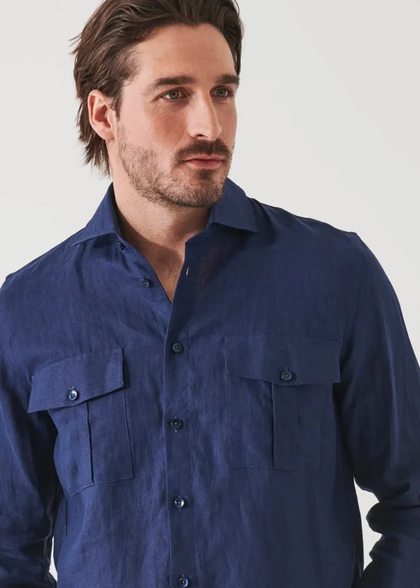 PATRICK ASSARAF Linen Chambray Over Shirt | Men Shirts