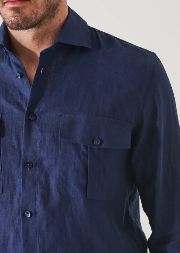 PATRICK ASSARAF Linen Chambray Over Shirt | Men Shirts