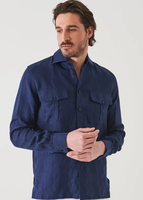 PATRICK ASSARAF Linen Chambray Over Shirt | Men Shirts