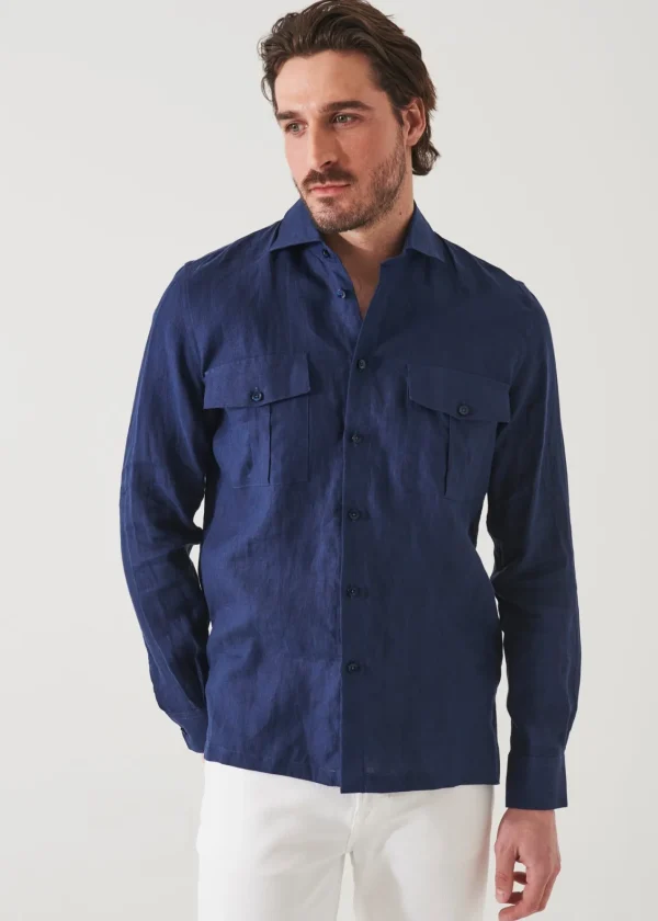 PATRICK ASSARAF Linen Chambray Over Shirt | Men Shirts