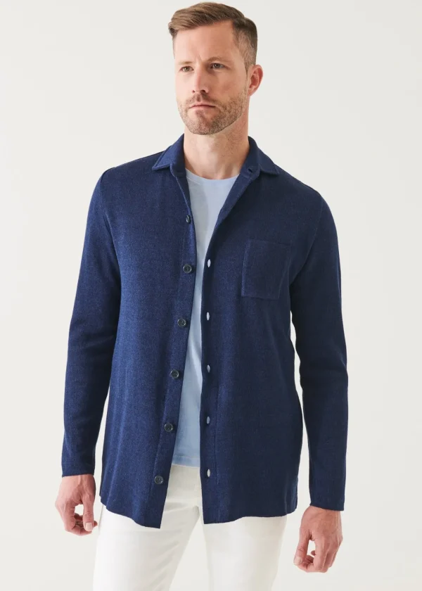 PATRICK ASSARAF Linen Cotton Blend Shirt Jacket | Men Blazers