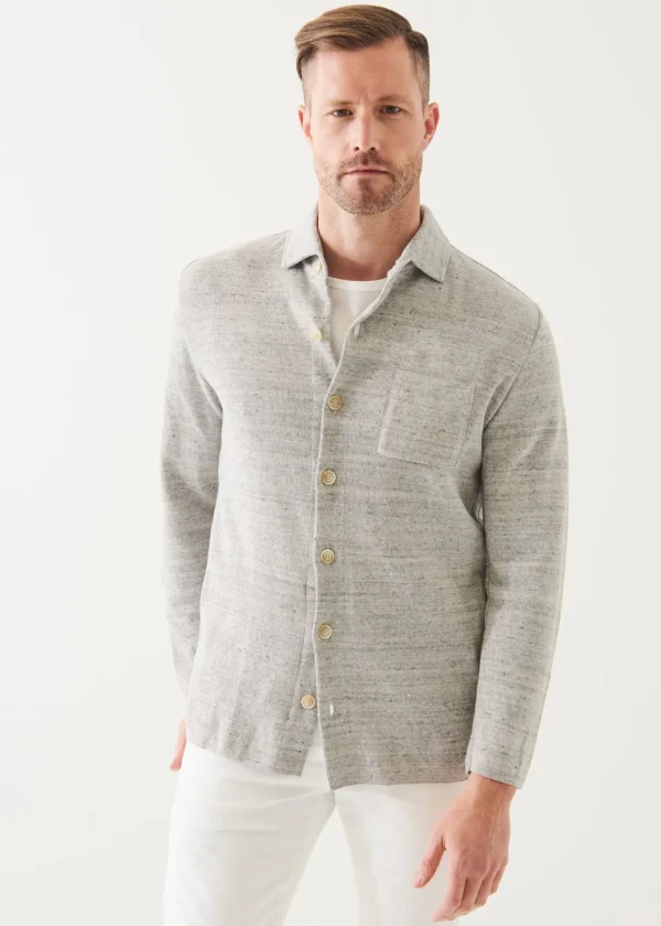 PATRICK ASSARAF Linen Cotton Blend Shirt Jacket | Men Blazers