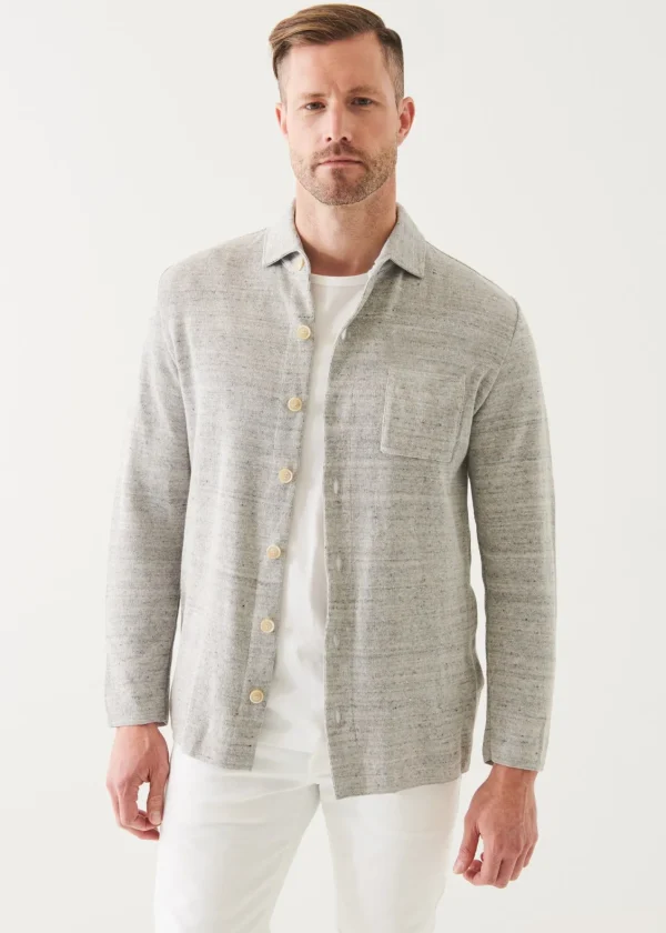 PATRICK ASSARAF Linen Cotton Blend Shirt Jacket | Men Blazers