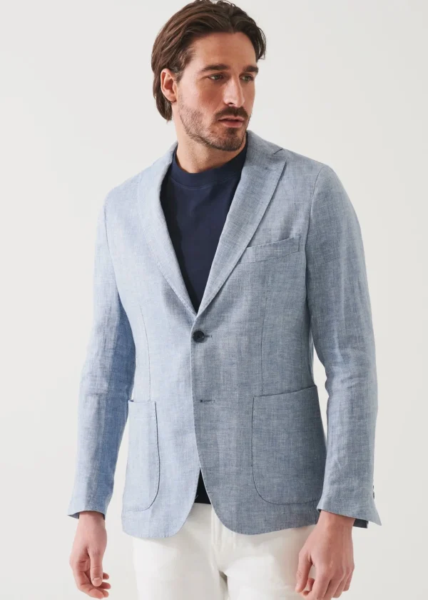 PATRICK ASSARAF Linen Herringbone Blazer | Men Blazers