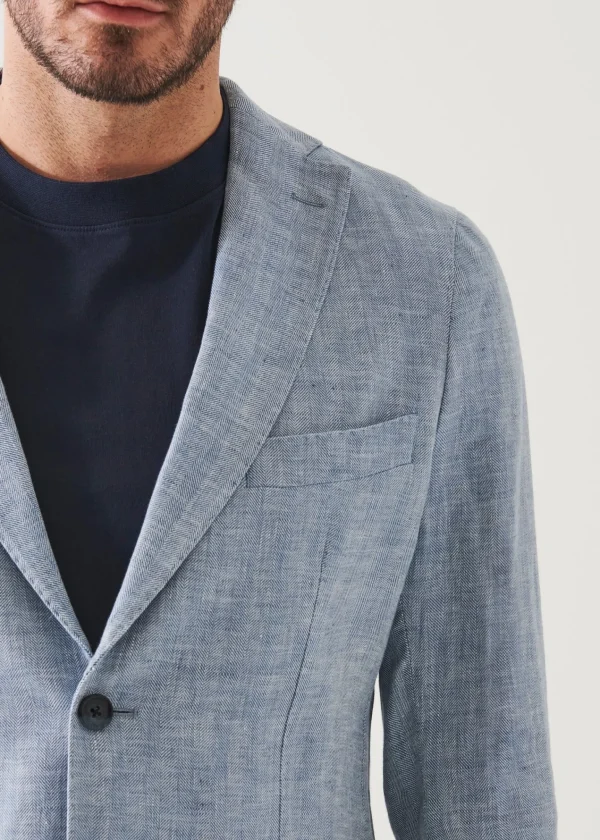 PATRICK ASSARAF Linen Herringbone Blazer | Men Blazers