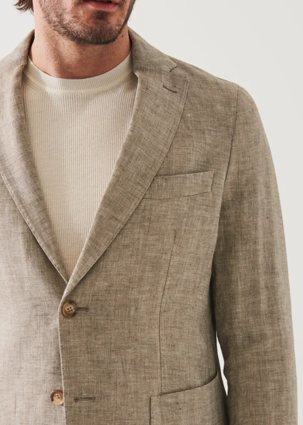 PATRICK ASSARAF Linen Herringbone Blazer | Men Blazers