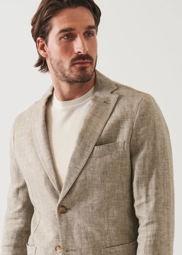 PATRICK ASSARAF Linen Herringbone Blazer | Men Blazers