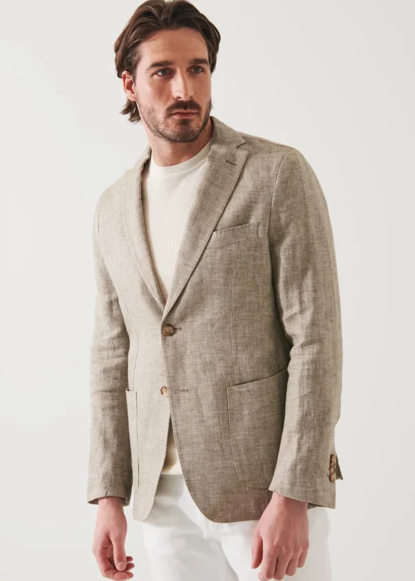 PATRICK ASSARAF Linen Herringbone Blazer | Men Blazers