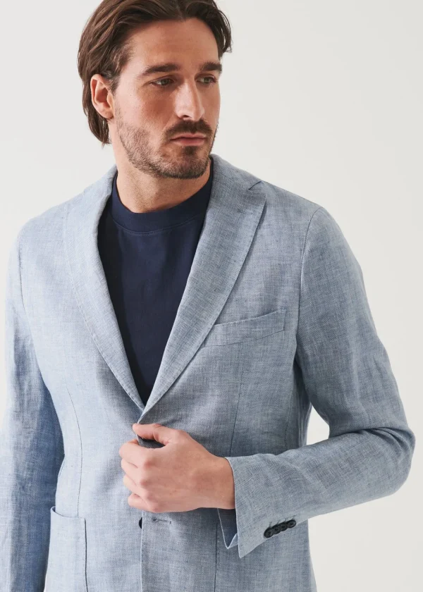 PATRICK ASSARAF Linen Herringbone Blazer | Men Blazers