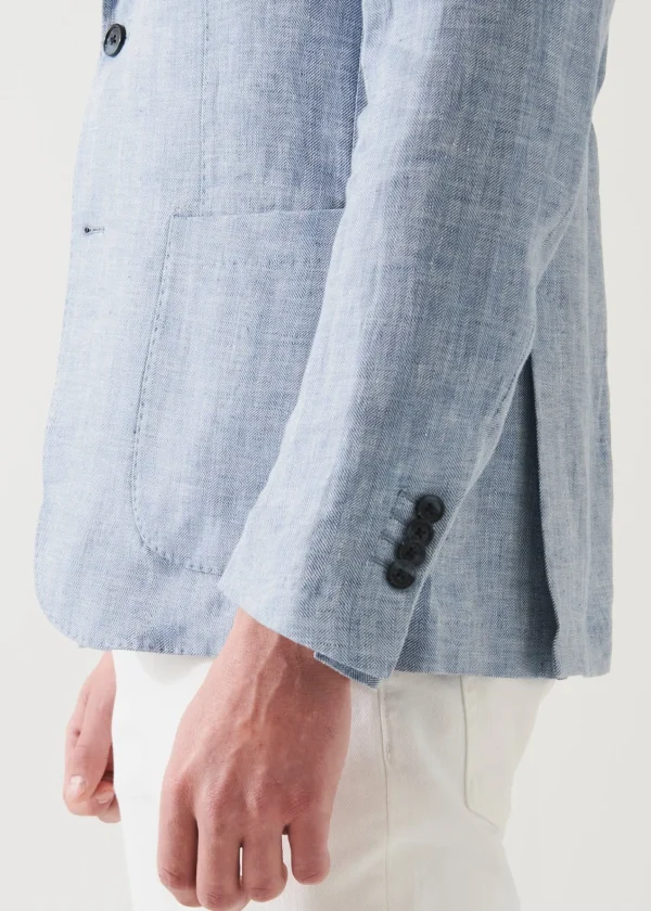 PATRICK ASSARAF Linen Herringbone Blazer | Men Blazers