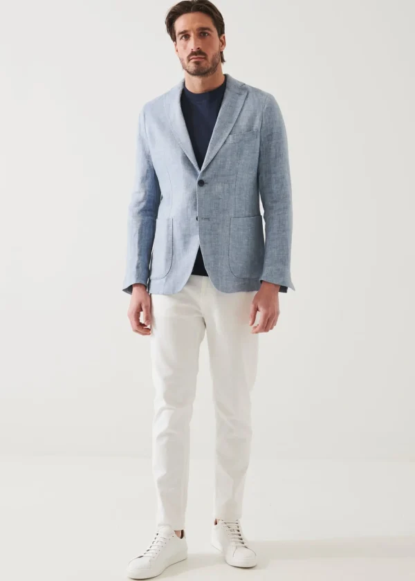 PATRICK ASSARAF Linen Herringbone Blazer | Men Blazers