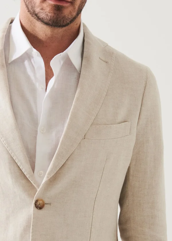 PATRICK ASSARAF Linen Herringbone Blazer | Men Blazers