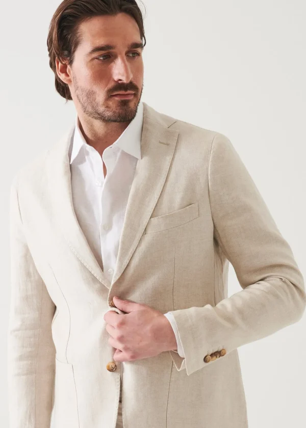 PATRICK ASSARAF Linen Herringbone Blazer | Men Blazers