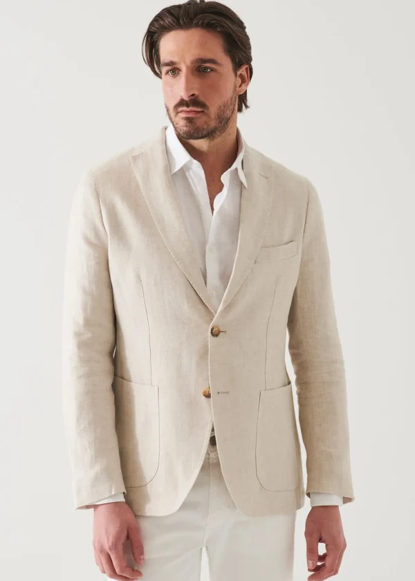 PATRICK ASSARAF Linen Herringbone Blazer | Men Blazers