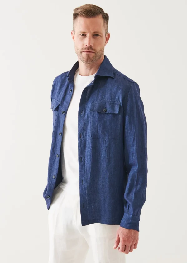 PATRICK ASSARAF Linen Shirt Jacket | Men Shirt Jackets