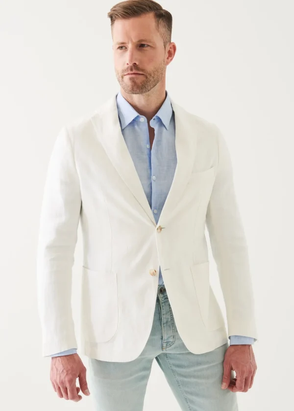 PATRICK ASSARAF Linen Twill Two-Button Blazer | Men Blazers