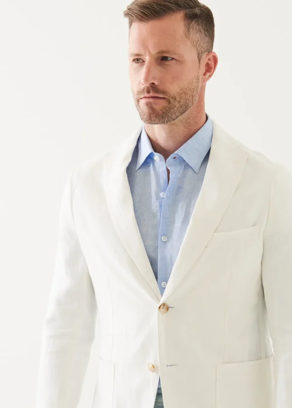 PATRICK ASSARAF Linen Twill Two-Button Blazer | Men Blazers