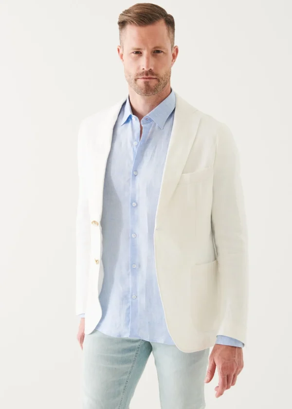 PATRICK ASSARAF Linen Twill Two-Button Blazer | Men Blazers