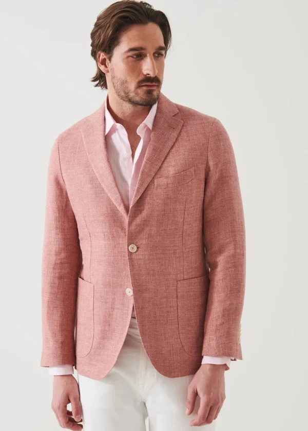 PATRICK ASSARAF Linen Wool Blend Blazer | Men Blazers