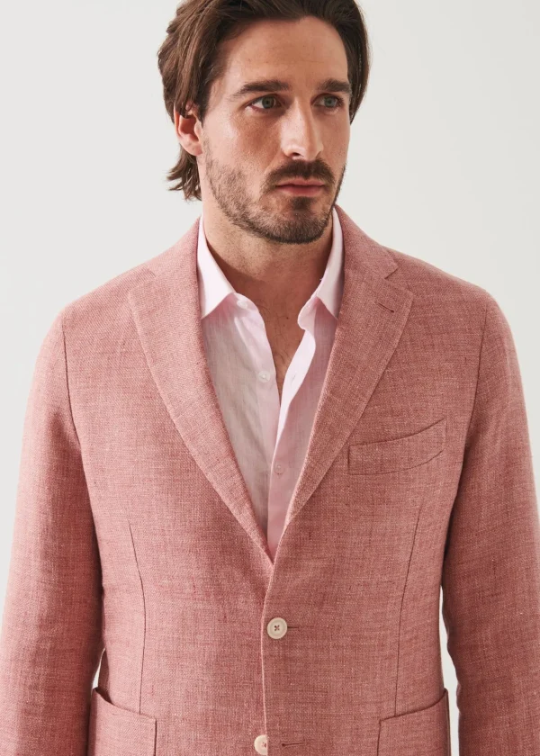 PATRICK ASSARAF Linen Wool Blend Blazer | Men Blazers