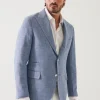 PATRICK ASSARAF Linen Wool Blend Peak Lapel Blazer | Men Blazers