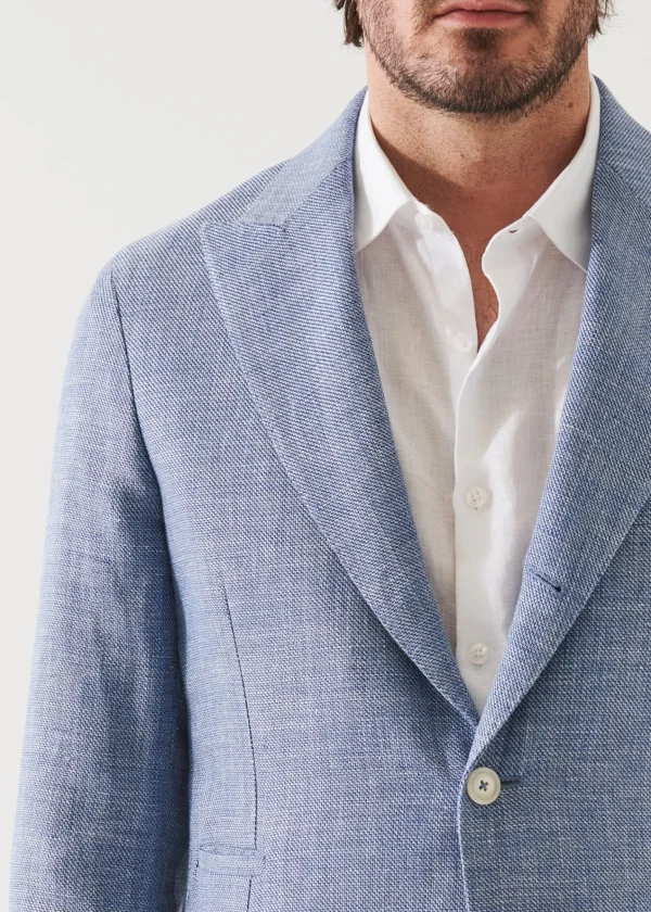 PATRICK ASSARAF Linen Wool Blend Peak Lapel Blazer | Men Blazers