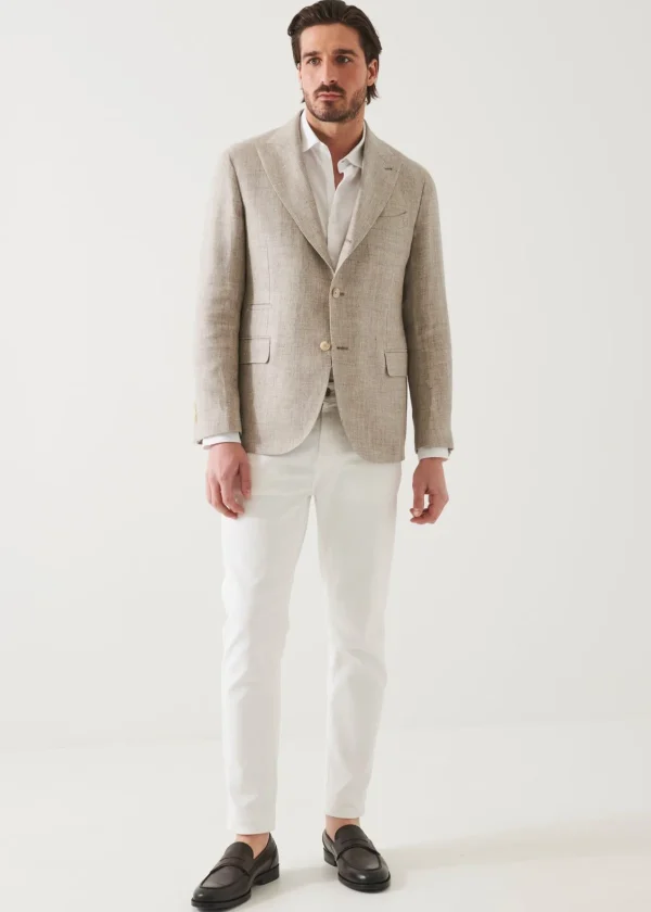 PATRICK ASSARAF Linen Wool Blend Peak Lapel Blazer | Men Blazers