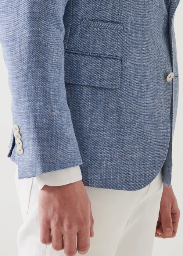 PATRICK ASSARAF Linen Wool Blend Peak Lapel Blazer | Men Blazers