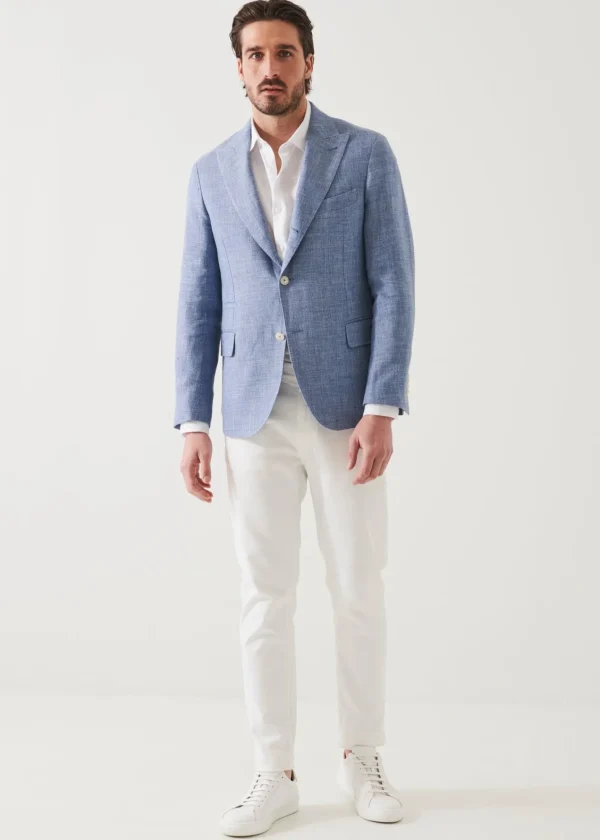 PATRICK ASSARAF Linen Wool Blend Peak Lapel Blazer | Men Blazers