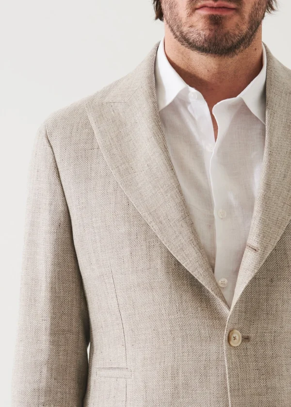 PATRICK ASSARAF Linen Wool Blend Peak Lapel Blazer | Men Blazers