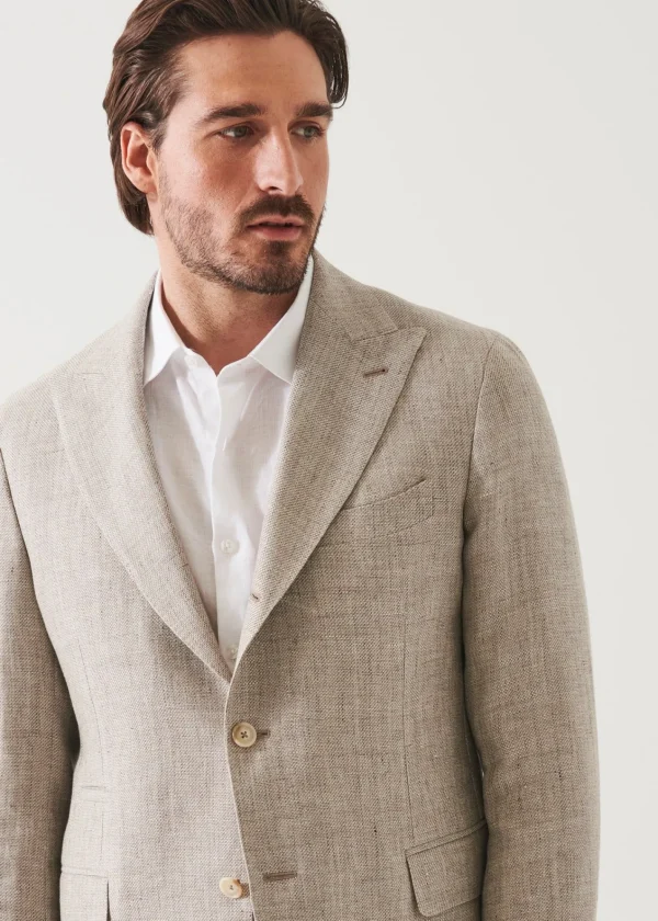 PATRICK ASSARAF Linen Wool Blend Peak Lapel Blazer | Men Blazers