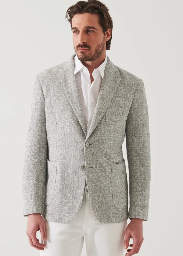 PATRICK ASSARAF Linen Wool Blend Textured Blazer | Men Blazers