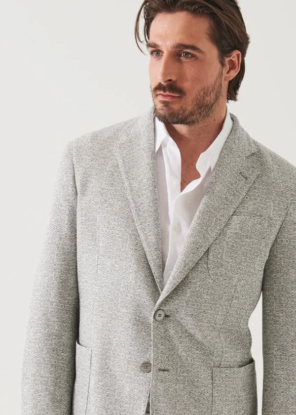 PATRICK ASSARAF Linen Wool Blend Textured Blazer | Men Blazers