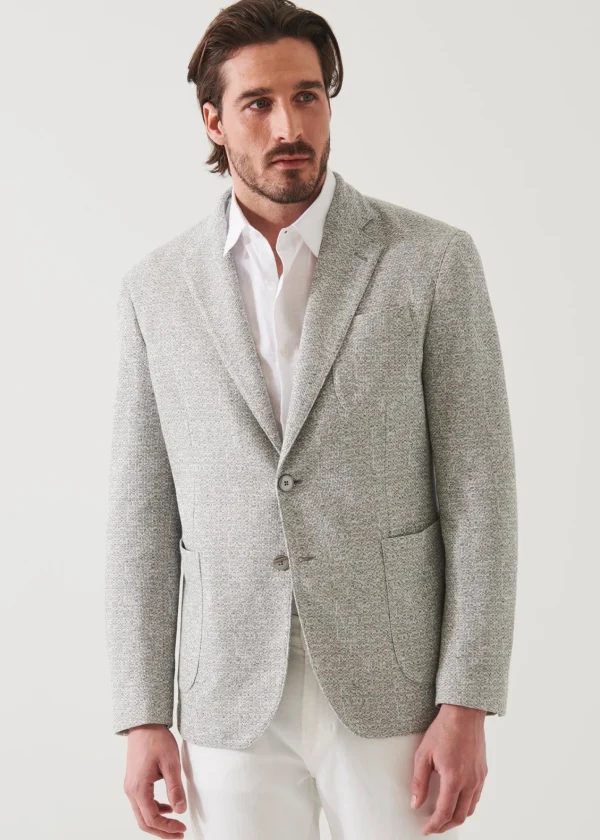 PATRICK ASSARAF Linen Wool Blend Textured Blazer | Men Blazers