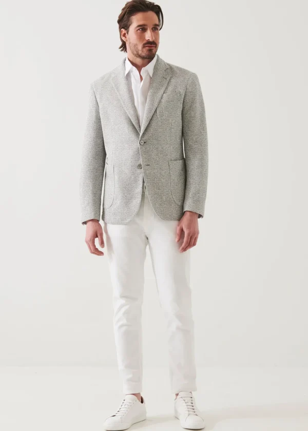 PATRICK ASSARAF Linen Wool Blend Textured Blazer | Men Blazers