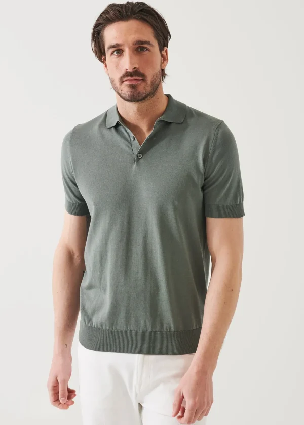 PATRICK ASSARAF Mercerized Cotton Button Polo | Men Polos