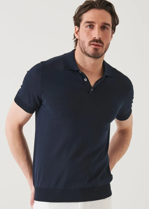 PATRICK ASSARAF Mercerized Cotton Button Polo | Men Knitwear