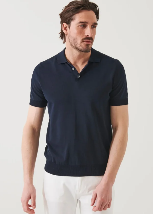 PATRICK ASSARAF Mercerized Cotton Button Polo | Men Knitwear