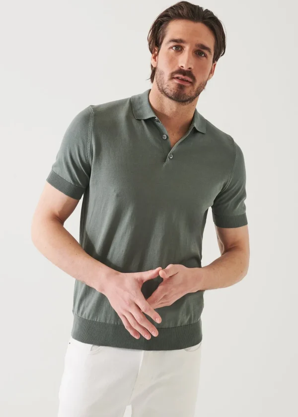 PATRICK ASSARAF Mercerized Cotton Button Polo | Men Knitwear