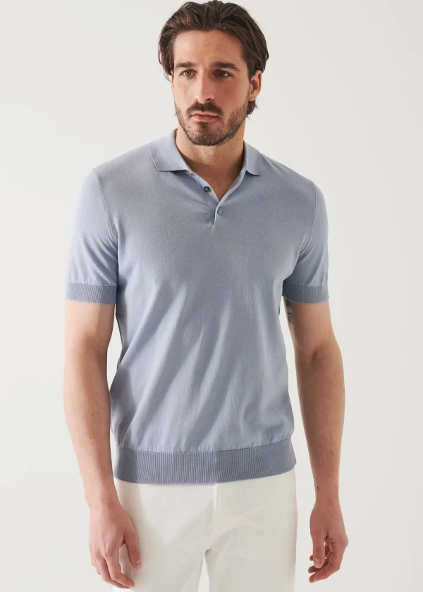 PATRICK ASSARAF Mercerized Cotton Button Polo | Men Knitwear