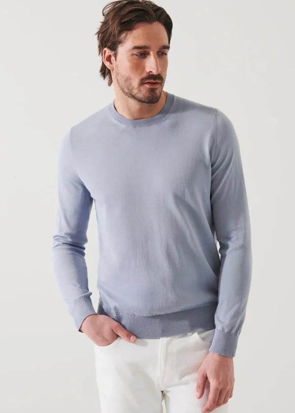 PATRICK ASSARAF Mercerized Cotton Long Sleeve Crewneck | Men Knitwear