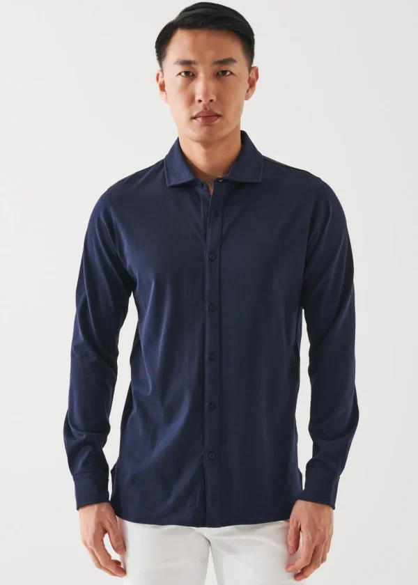 PATRICK ASSARAF Mercerized Pima Cotton Long Sleeve Button Front Shirt | Men Shirts