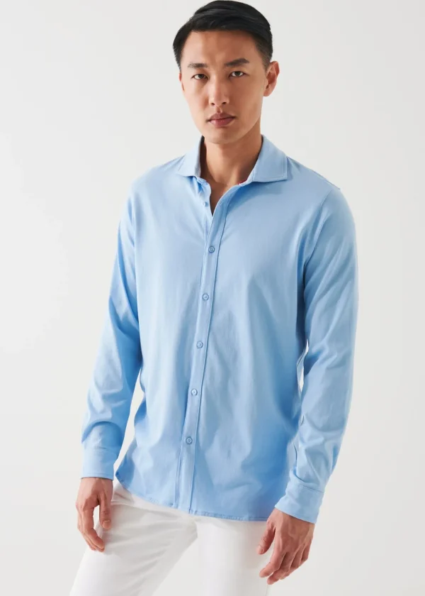 PATRICK ASSARAF Mercerized Pima Cotton Long Sleeve Button Front Shirt | Men Shirts