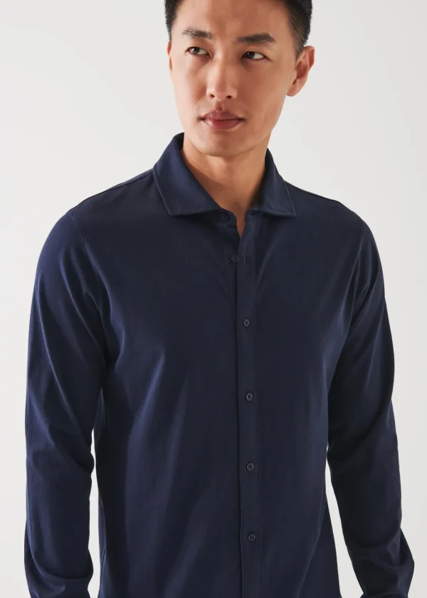 PATRICK ASSARAF Mercerized Pima Cotton Long Sleeve Button Front Shirt | Men Shirts