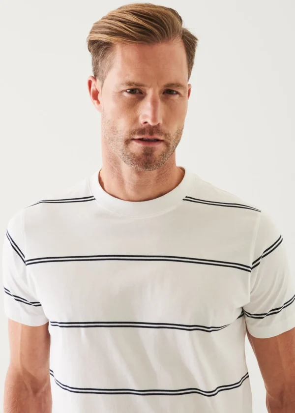 PATRICK ASSARAF Mercerized Pima Cotton Striped T-Shirt | Men T-Shirts