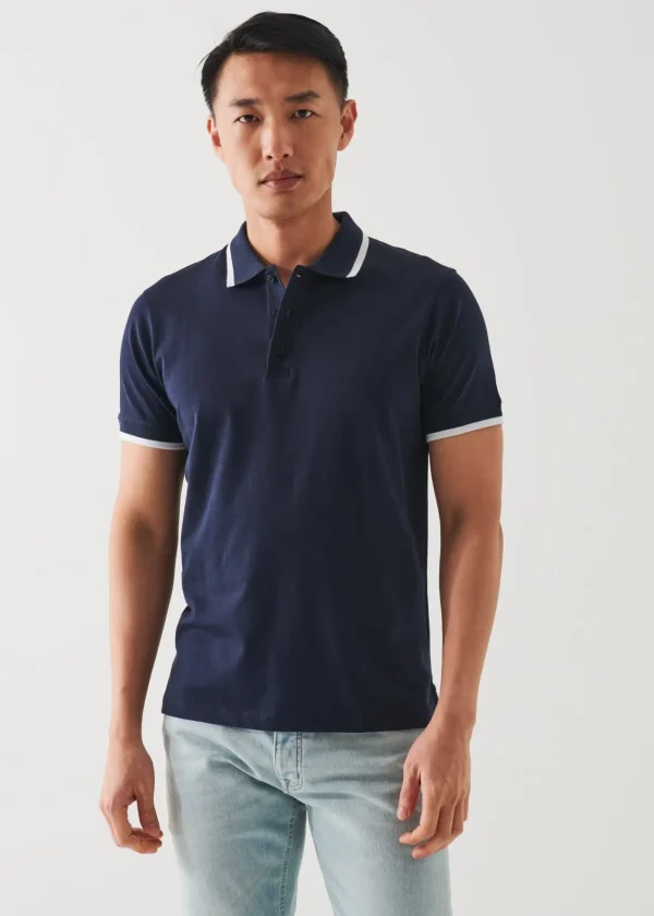 PATRICK ASSARAF Mercerized Pima Cotton Tipped Polo | Men Polos