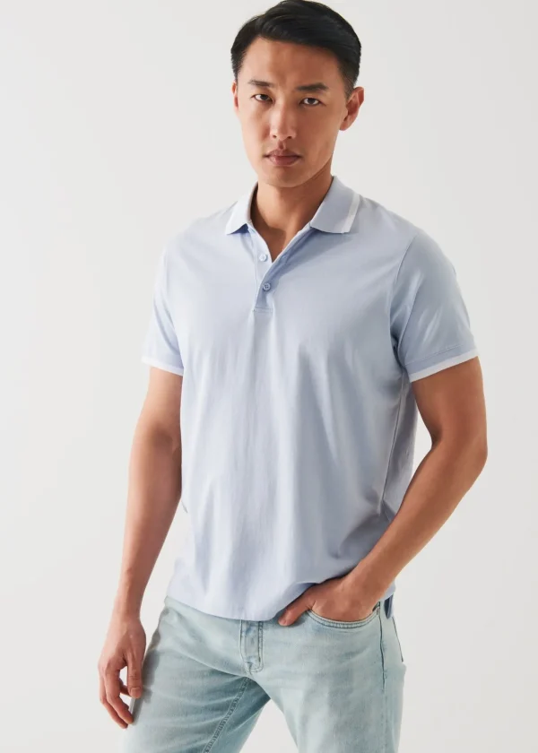 PATRICK ASSARAF Mercerized Pima Cotton Tipped Polo | Men Polos