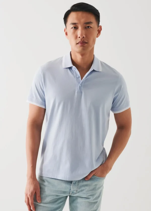 PATRICK ASSARAF Mercerized Pima Cotton Tipped Polo | Men Polos